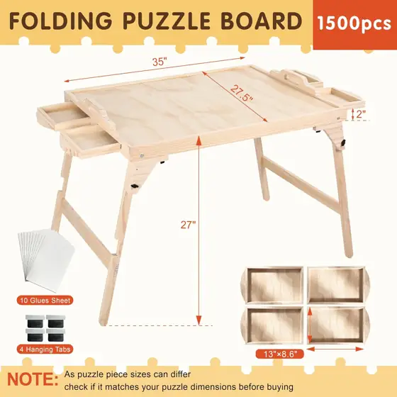 Folding Wood Puzzle Table with… — Photo 2