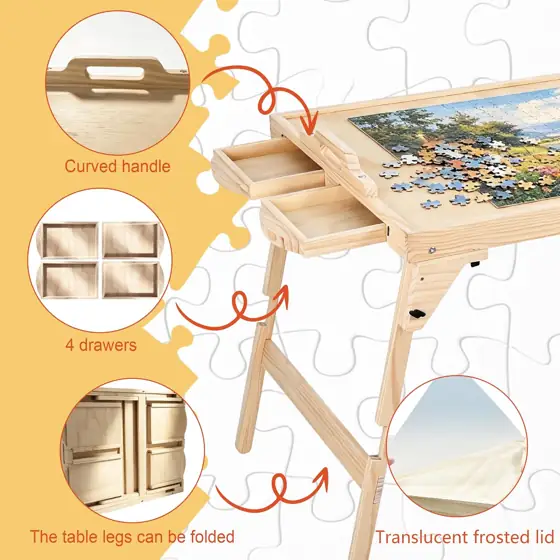 Folding Wood Puzzle Table with… — Photo 4