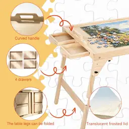 Folding Wood Puzzle Table with… — Photo 4