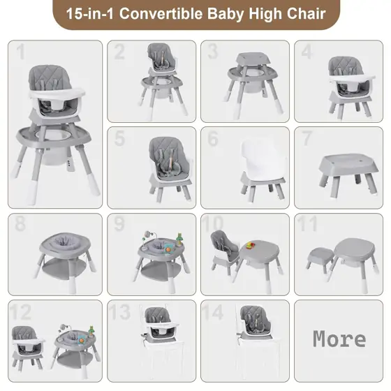 Babyliebe 15-in-1 Baby High Chair,… — Photo 2