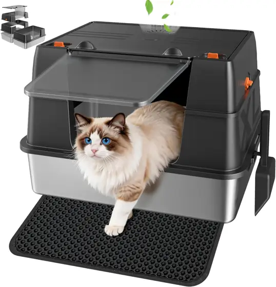 Stainless Steel Litter Box with… — Photo 1