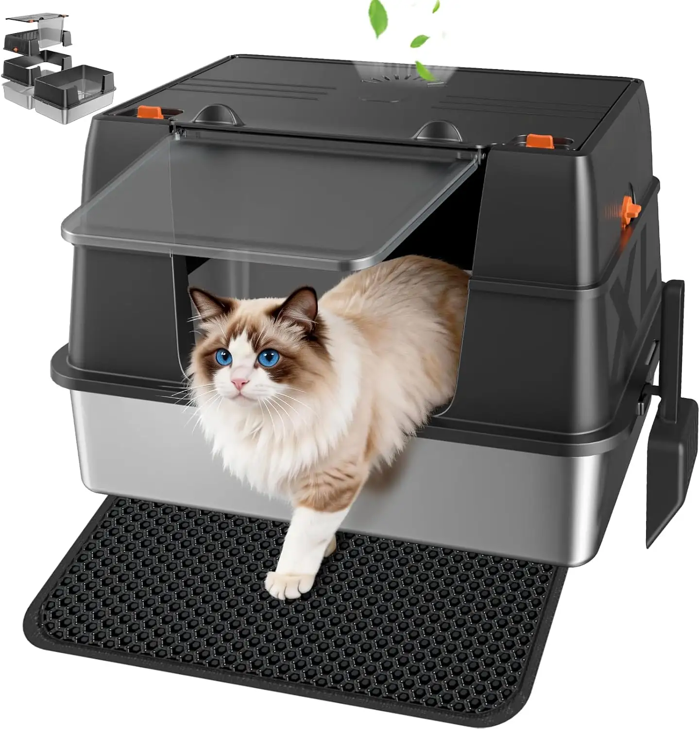 Stainless Steel Litter Box with… — Photo 1