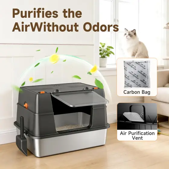 Stainless Steel Litter Box with… — Photo 3