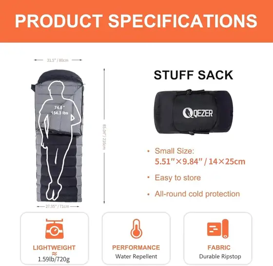 Down Sleeping Bag for Adults,… — Photo 2