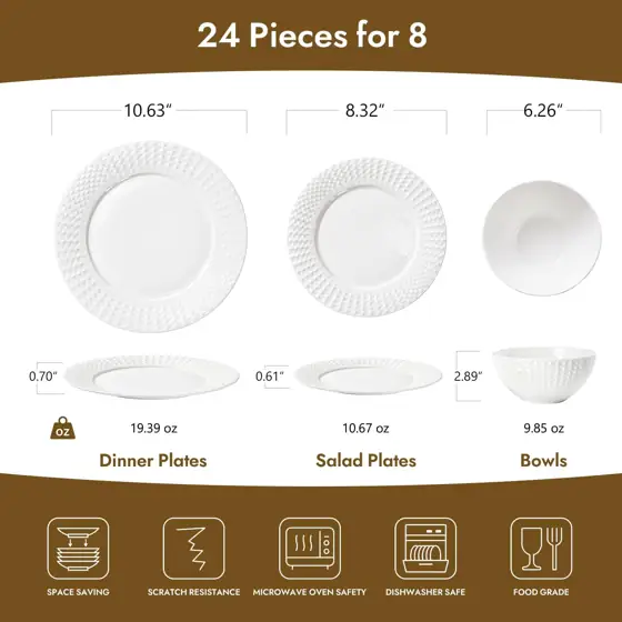 KINGSTONE 24Pc Rhombus Edge White… — Photo 2