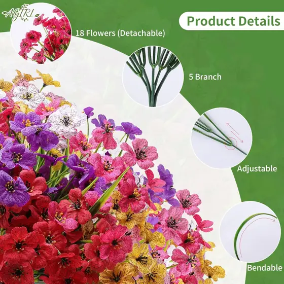 AGIRL Artificial Flowers Outdoor UV… — Photo 3