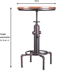 Topower Industrial Bar Table 31.5-41.3… — Photo 3