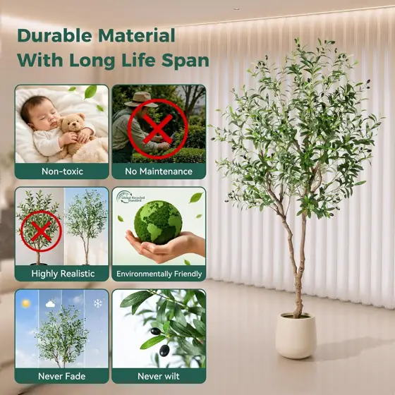 6ft Faux Olive Tree with… — Photo 2