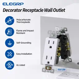 ELEGRP Decorator Receptacle, 15A 125V,… — Photo 2