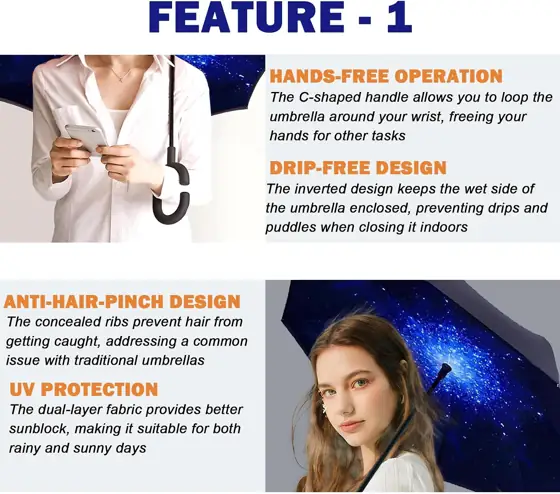 SIEPASA 49/56 Inch Inverted Umbrella… — Photo 2