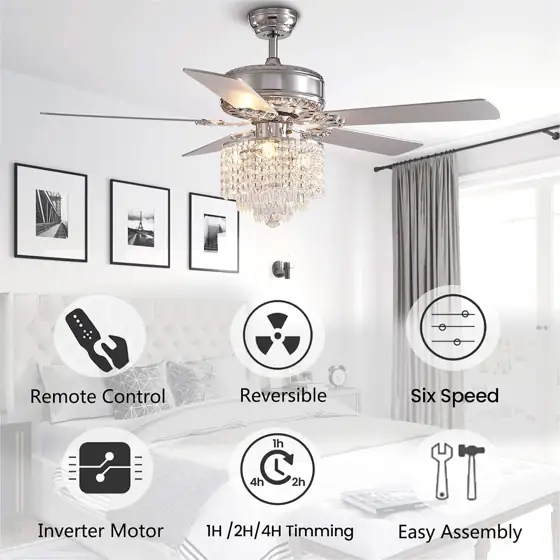 52" Fandelier, Crystal Ceiling Fan… — Photo 2
