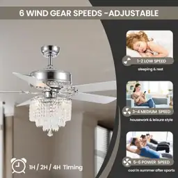 52" Fandelier, Crystal Ceiling Fan… — Photo 3