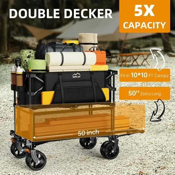 Uyittour Foldable 50'L Double-Decker Wagon,… — Photo 2
