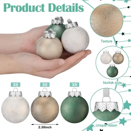 Yunlly 24 Pcs Textured Christmas… — Photo 3