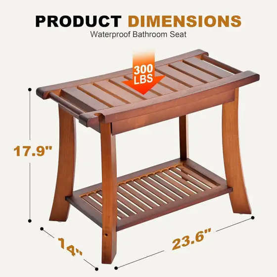 24" Teak Shower Bench, 2-Tier… — Photo 2