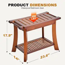 24" Teak Shower Bench, 2-Tier… — Photo 2