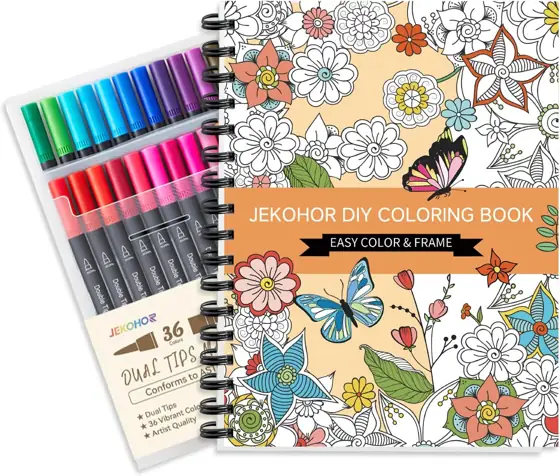 Adult Coloring Book Set,36 Markers… — Photo 1
