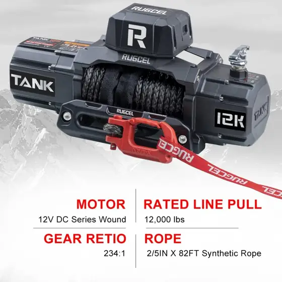 RUGCEL 12000lb Waterproof Electric Synthetic… — Photo 2