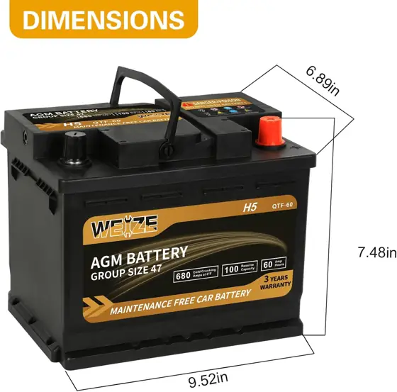 Weize Platinum AGM Battery BCI… — Photo 2