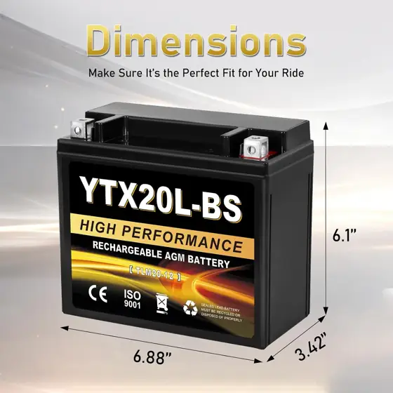 YTX20L-BS 12V 20Ah AGM Sealed… — Photo 2