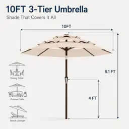 10ft Patio Umbrella, 3-Tier Vented,… — Photo 3