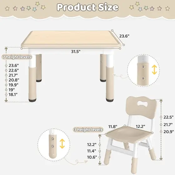 DOREROOM Adjustable Kids Table &… — Photo 3