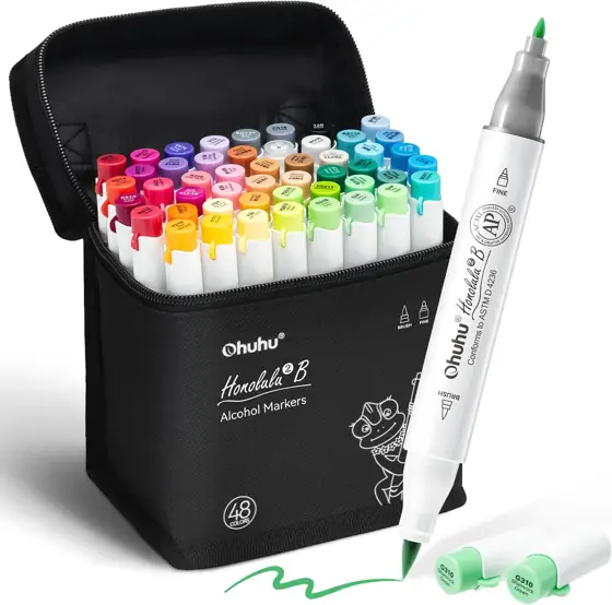 Ohuhu Alcohol Markers Brush& Fine… — Photo 1