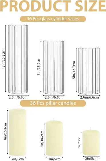 Ivory Pillar Candles & Ribbed… — Photo 2