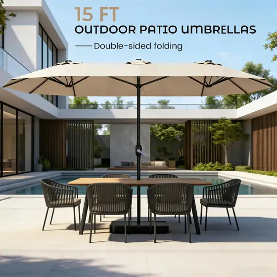 15ft Patio Umbrella with Base,Large… — Photo 2