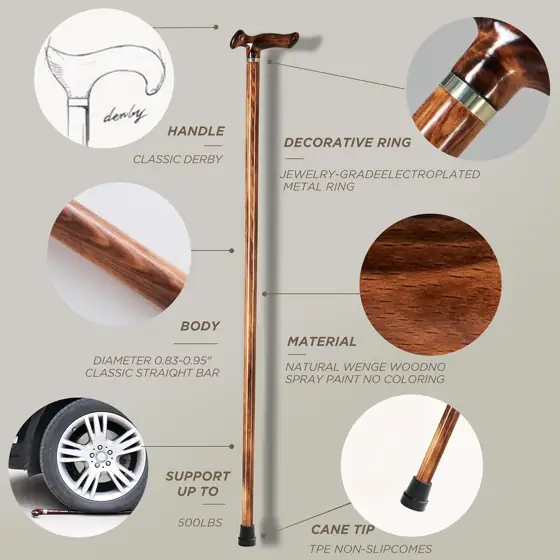 GUYUE Wooden Canes,Solid Wood Walking… — Photo 3