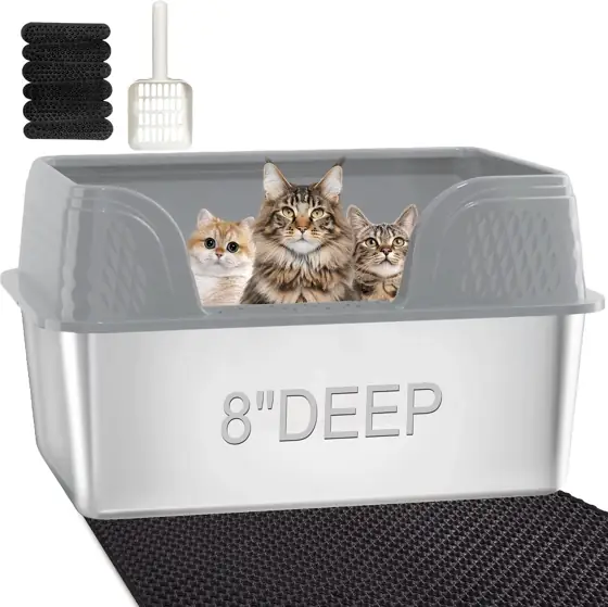 Stainless Steel Litter Box with… — Photo 1