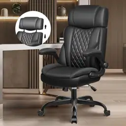 Office Chair Flip-Up Arms, Leather… — Photo 1