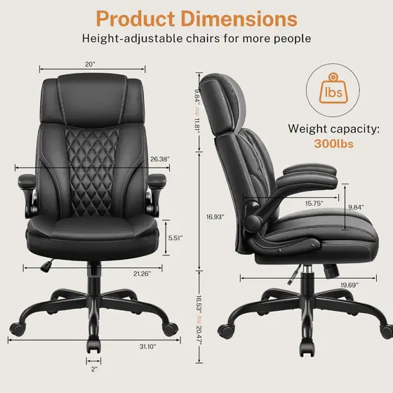 Office Chair Flip-Up Arms, Leather… — Photo 3