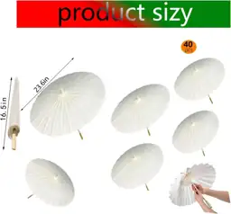 40-Pack White 23.6" Paper Parasols… — Photo 2