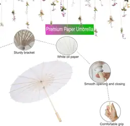 40-Pack White 23.6" Paper Parasols… — Photo 3