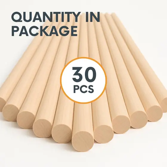 30pcs Birch Dowel Rods 3/8… — Photo 3