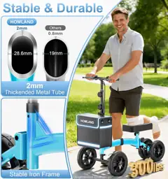 HOMLAND Knee Scooter Walker for Adults for Foot Injuries, 8' Rubber ...