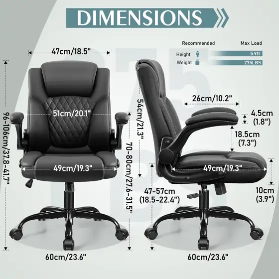Leather Office Chair, Ergonomic Back… — Photo 3