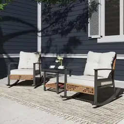 Brown 3-Piece Wicker Patio Conversation… — Photo 2