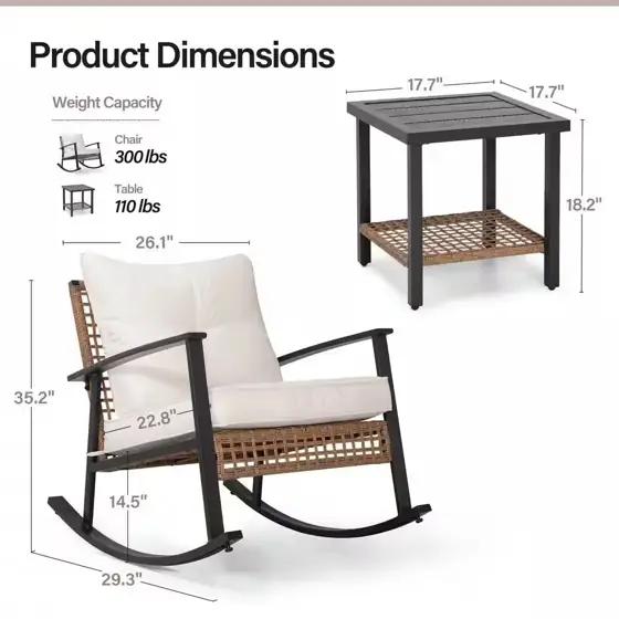 Brown 3-Piece Wicker Patio Conversation… — Photo 3