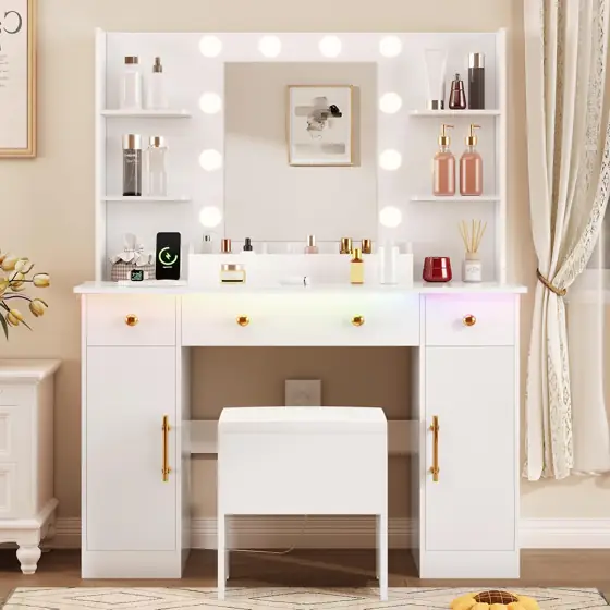 HUANLEGO Vanity Desk with Mirror… — Photo 1