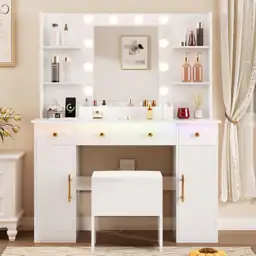 HUANLEGO Vanity Desk with Mirror… — Photo 1