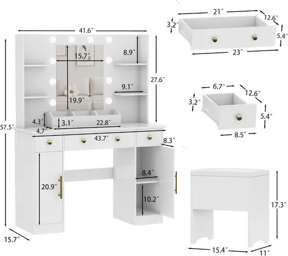 HUANLEGO Vanity Desk with Mirror… — Photo 2