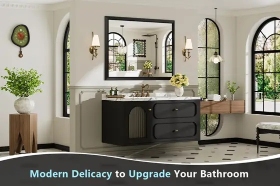 40x32 Black Beveled Wall Bathroom… — Photo 2