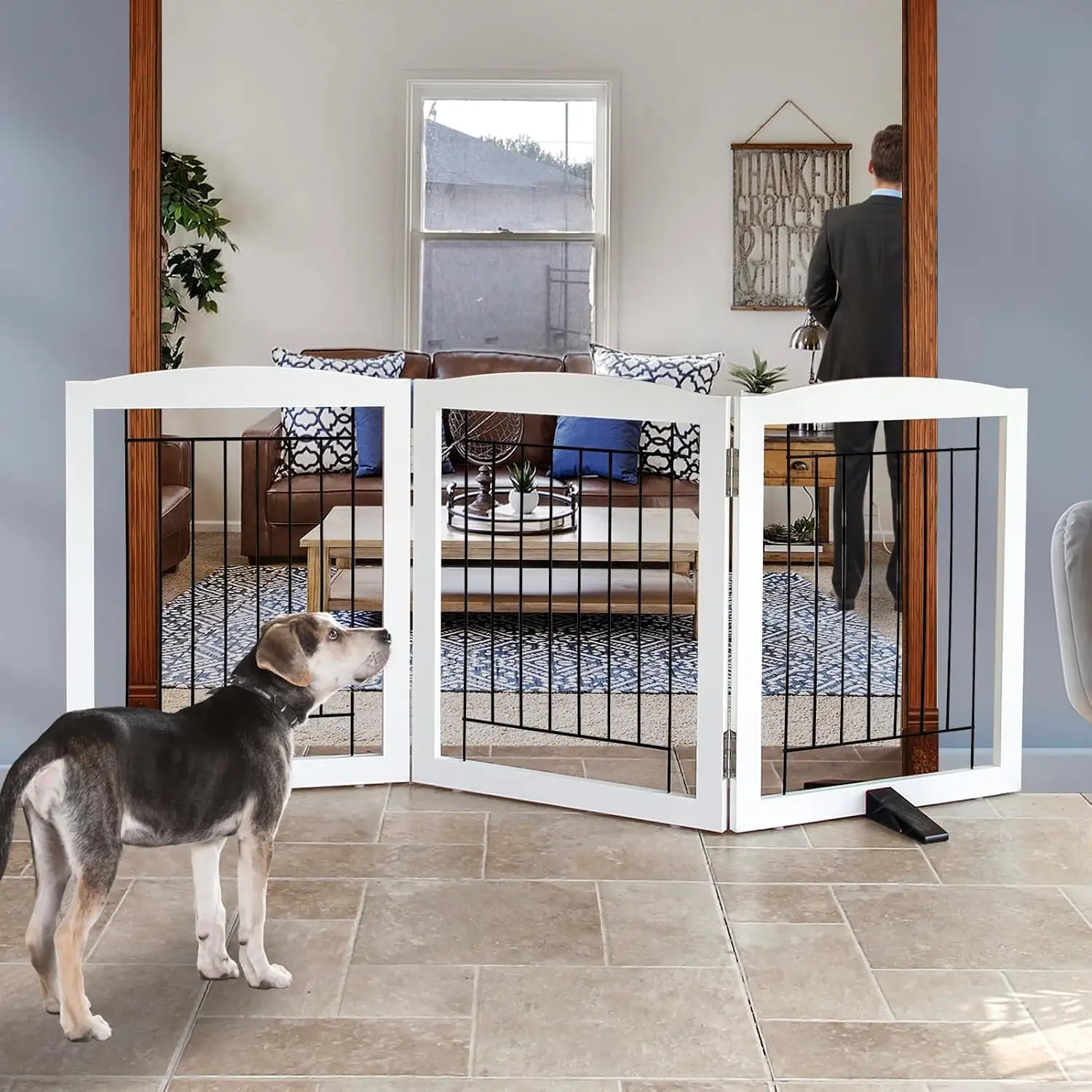 ZJSF Freestanding Dog Fence, Foldable… — Photo 1