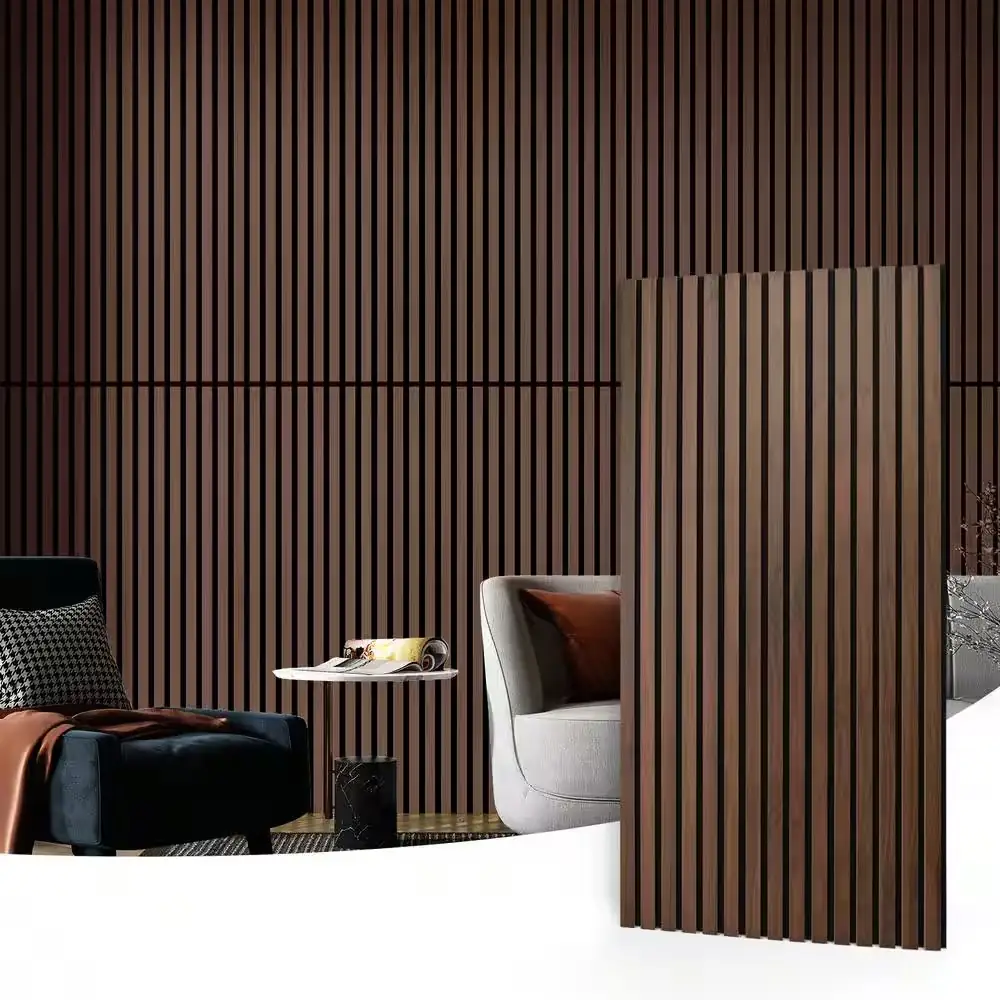 Dark Walnut Slat MDF Acoustic… — Photo 1