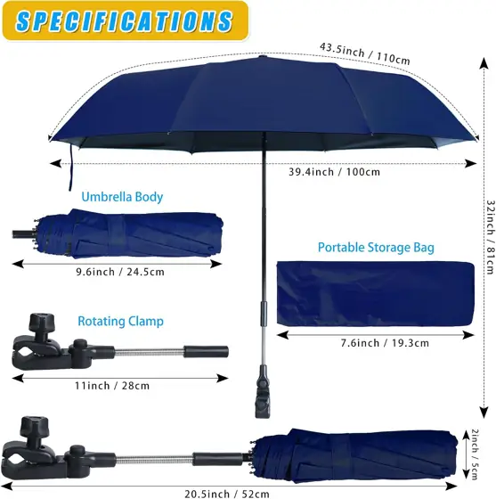 Beach Chair Umbrella with Clamp… — Photo 2