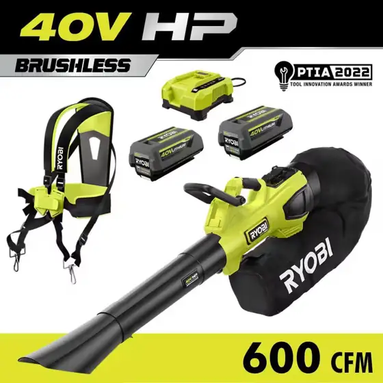 RYOBI 40V Cordless Leaf Blower/Mulcher/Vacuum,… — Photo 1
