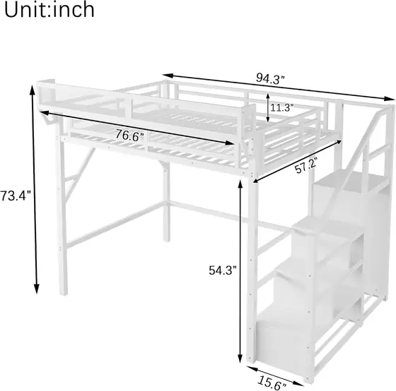 KEIKI Full-Size Metal Loft Bed… — Photo 2