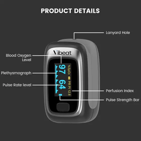 Vibeat Fingertip Pulse Oximeter, Blood… — Photo 3